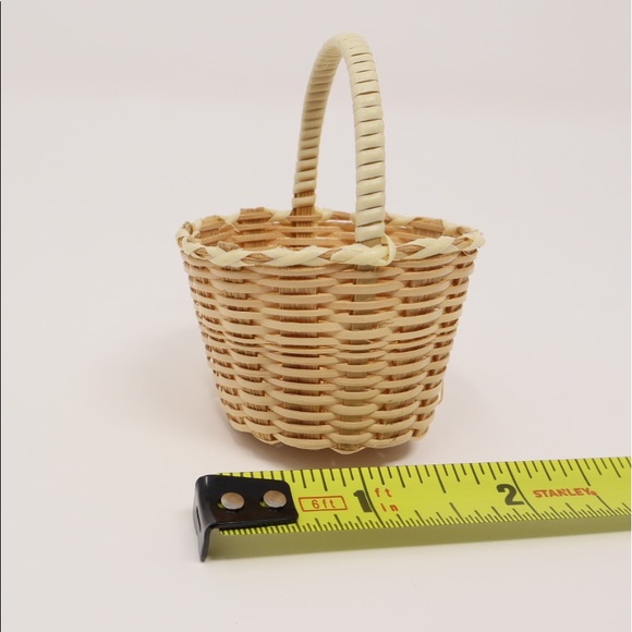 MINI WICKER picnic basket set of 5 vintage - Picture 15 of 16